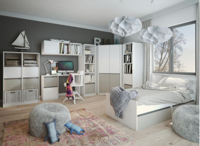 Children's room youth room set bed wardrobe closet desk new 7-piece
